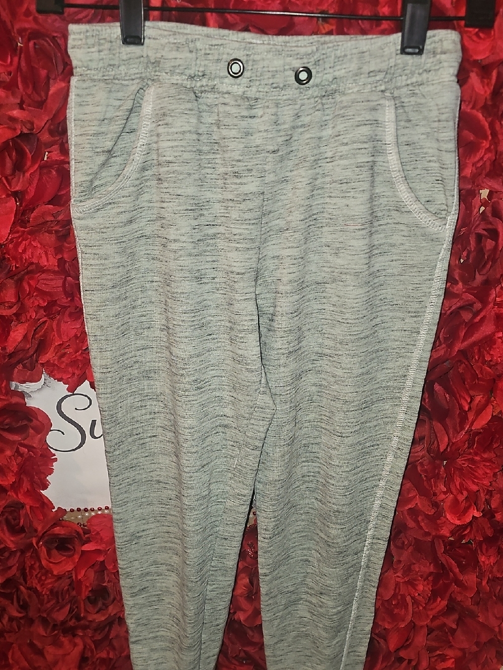 Cherokee Girls Marled Gray Joggers With Slant Pockets Size 10/12 String In Waist